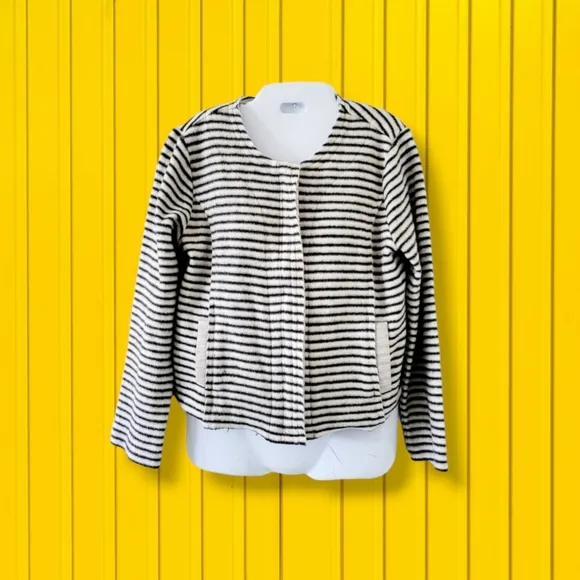 Dolan | Left Coast | Anthro | Soft Ivory/Black Striped Fleece Jacket (SIZE M)