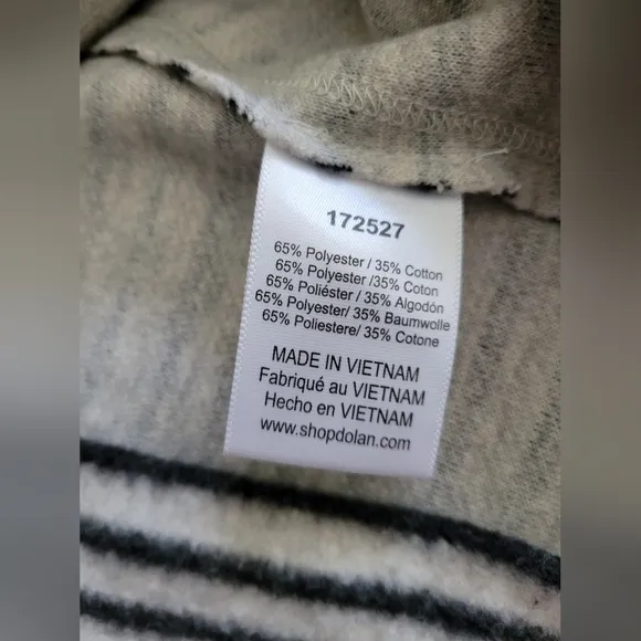 Dolan | Left Coast | Anthro | Soft Ivory/Black Striped Fleece Jacket (SIZE M)