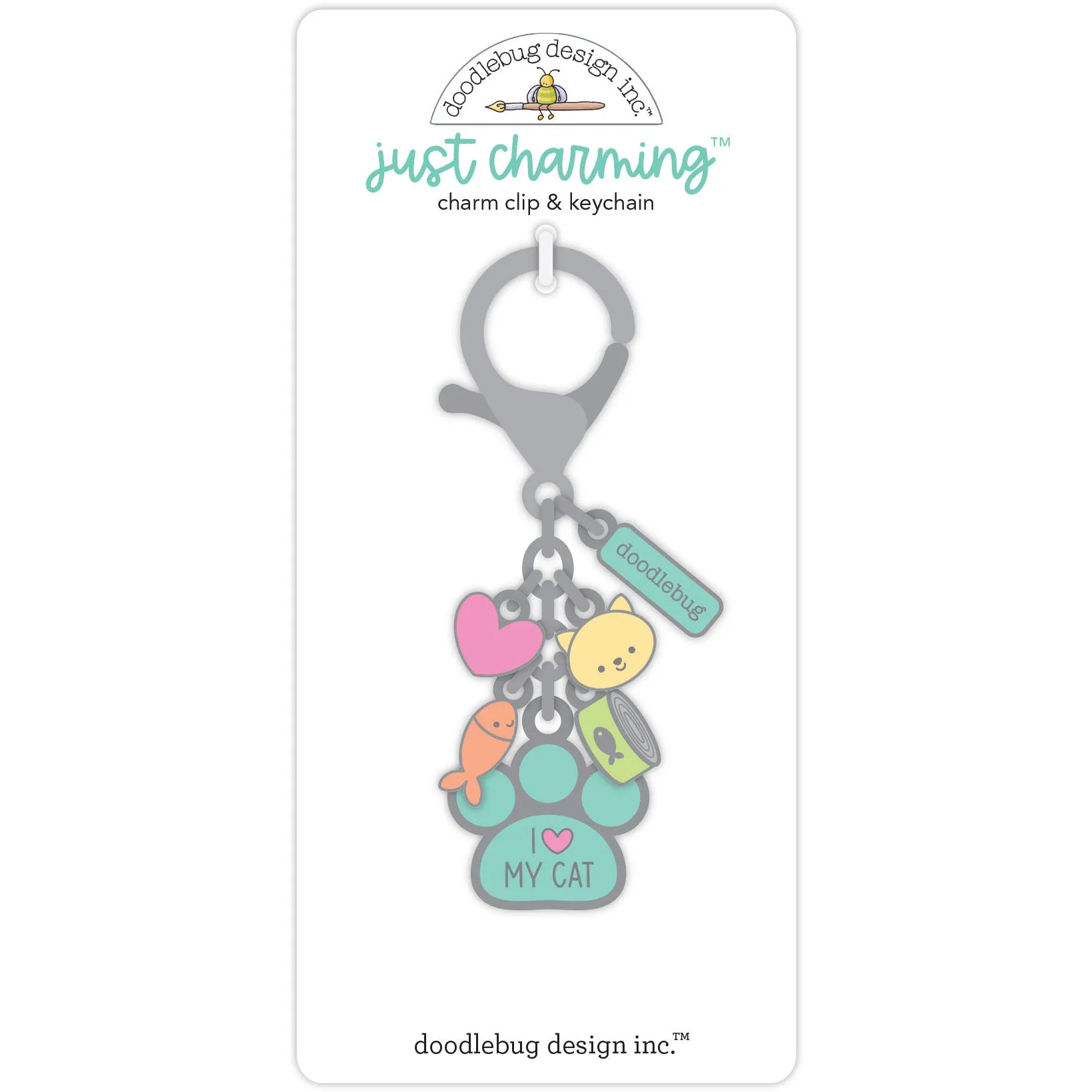 Doodlebug - Pretty Kitty - Just Charming Clip & Keychain - I Love My Cat  / 7618