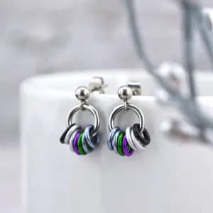 Double Demi Pride - Tiny Flag Earring Studs