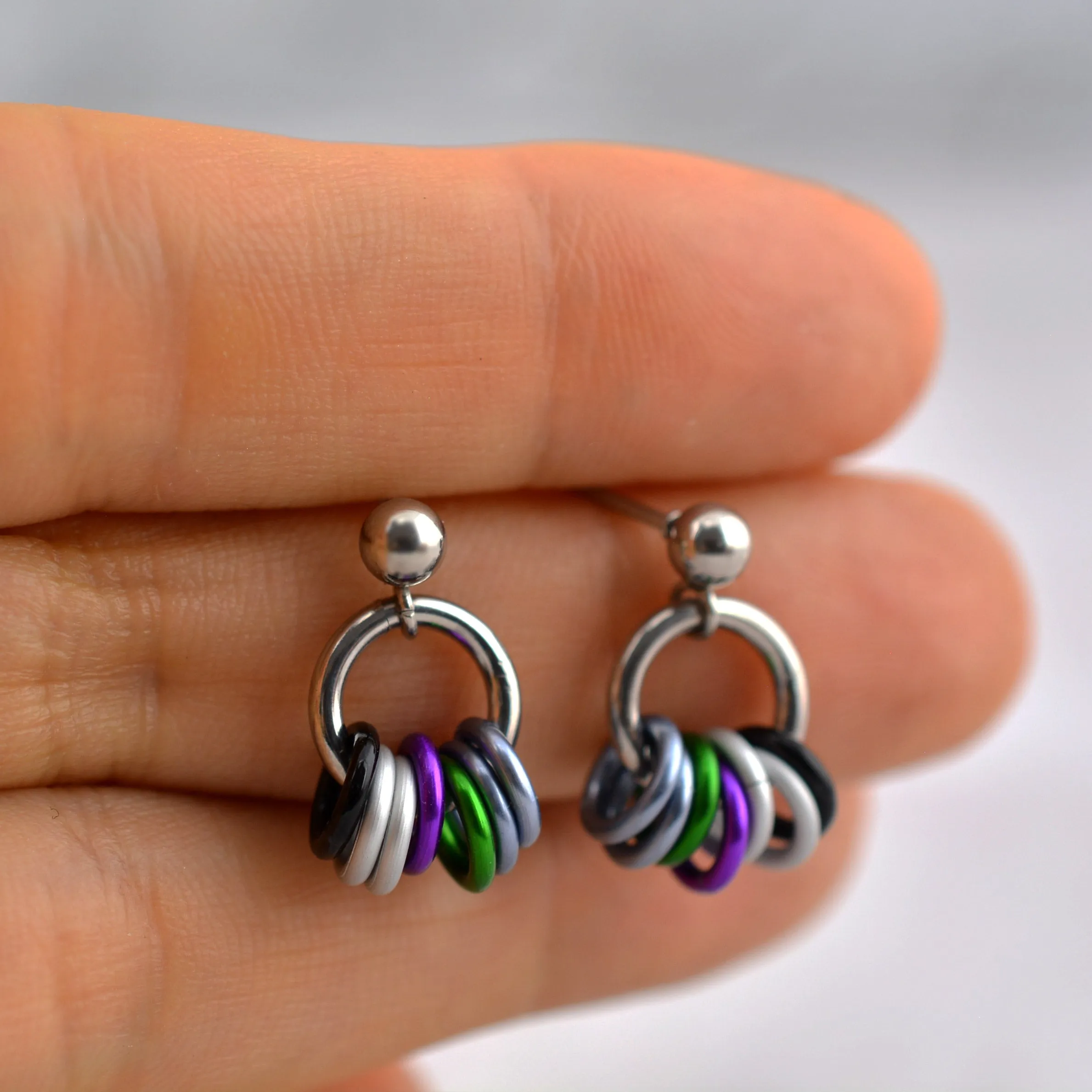 Double Demi Pride - Tiny Flag Earring Studs