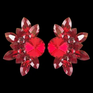 Earrings, Light Siam Rhinestones