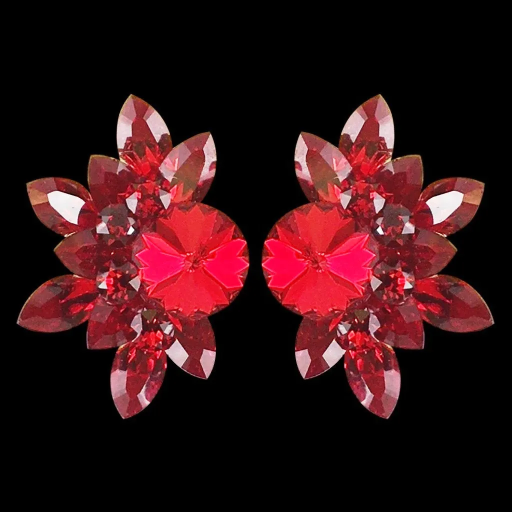 Earrings, Light Siam Rhinestones