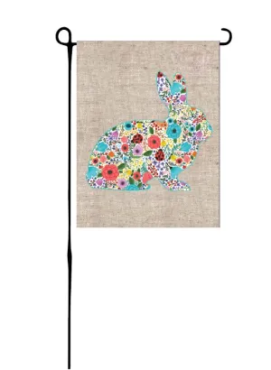 Easter Bunny - Floral print on faux burlap Garden Flag