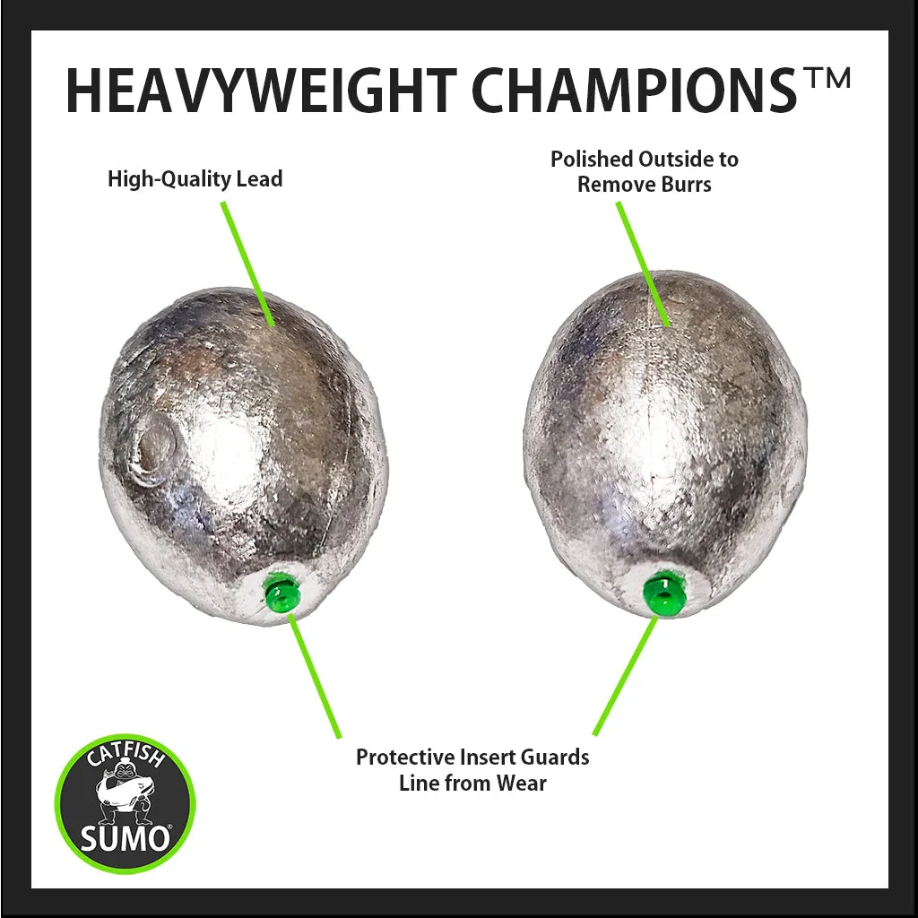 Egg Sinker with Line-Protecting Inserts to Guard Against Damage