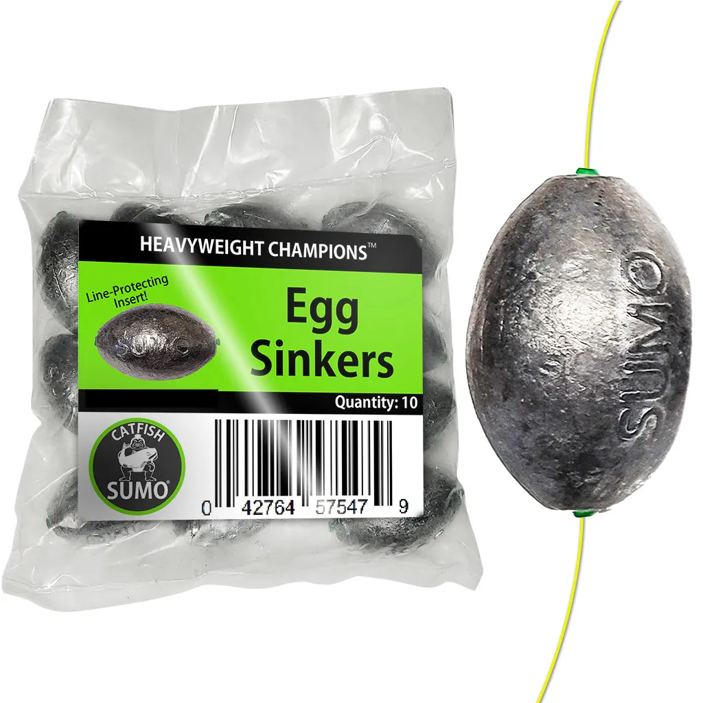 Egg Sinker with Line-Protecting Inserts to Guard Against Damage