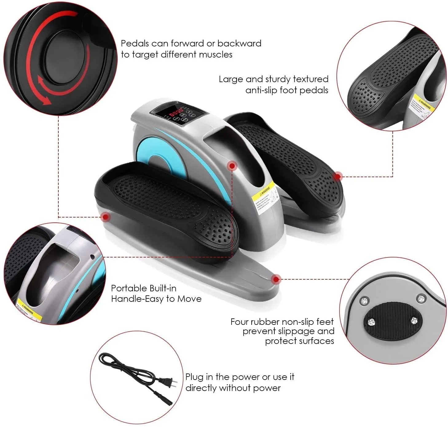 Electric Desk Elliptical Trainer W/ Display Monitor Exerciser