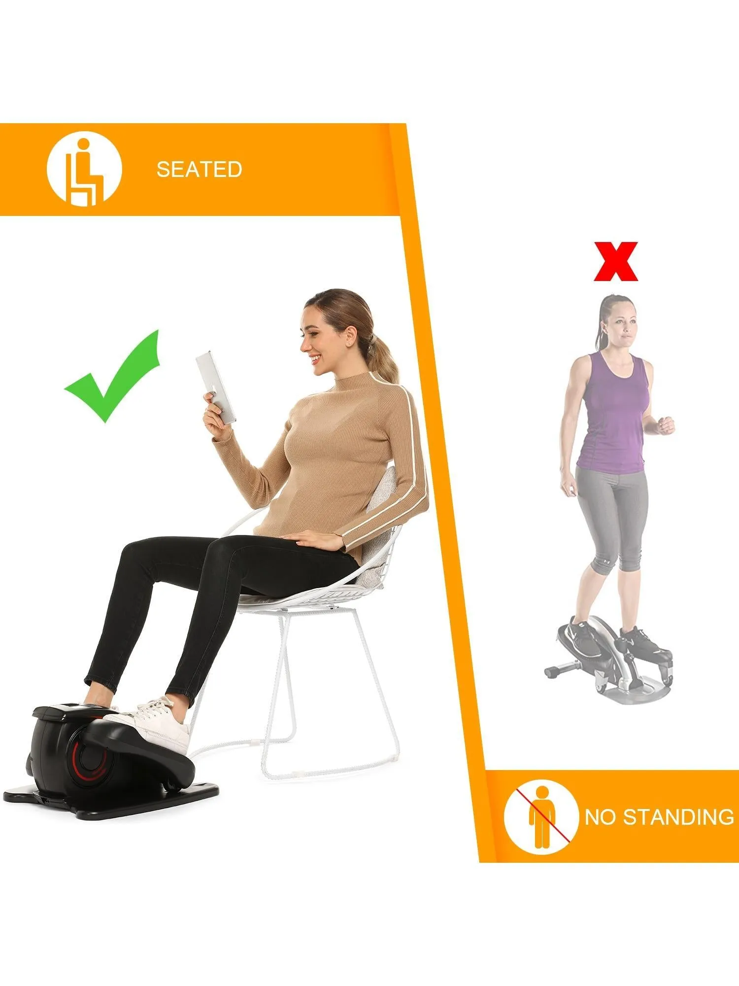 Electric Desk Elliptical Trainer W/ Display Monitor Exerciser