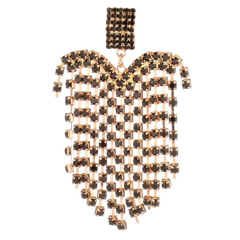 Embellished Golden Studded Chandelier Earrings