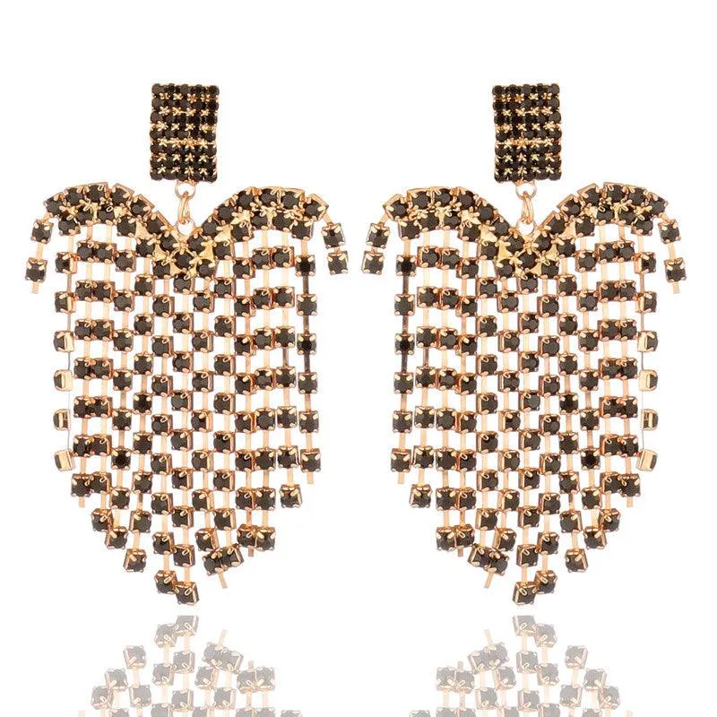 Embellished Golden Studded Chandelier Earrings