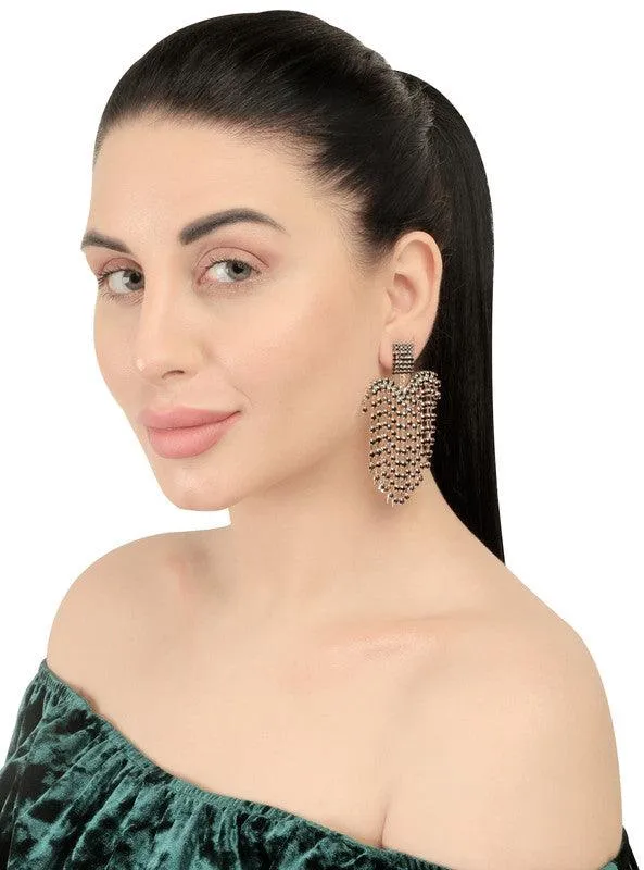 Embellished Golden Studded Chandelier Earrings