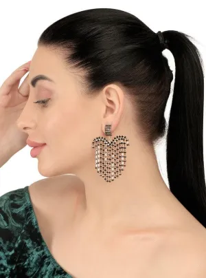 Embellished Golden Studded Chandelier Earrings
