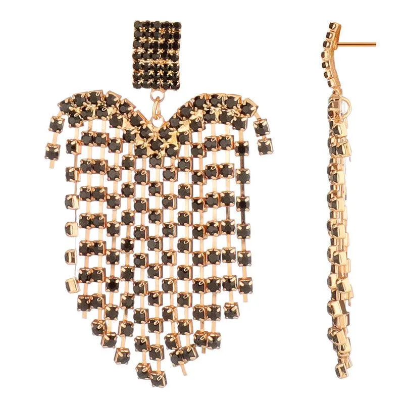 Embellished Golden Studded Chandelier Earrings