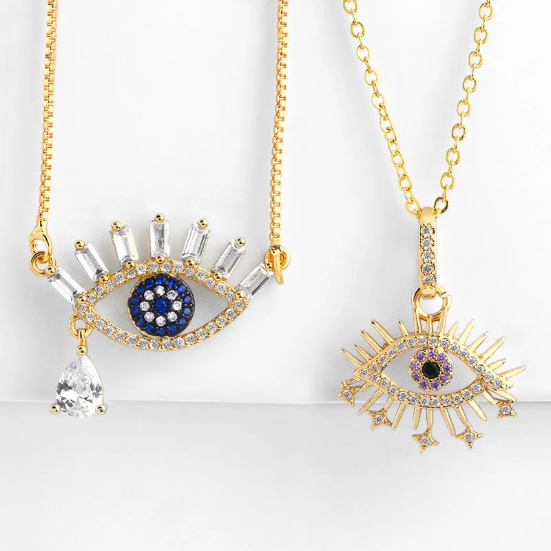 Evil Eye Studded Stars Pendant