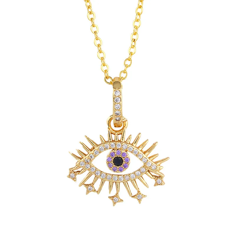 Evil Eye Studded Stars Pendant