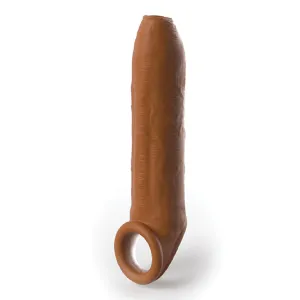 Fantasy Uncut 7 Inch Silicone Penis Extension with Ball Strap - Caramel
