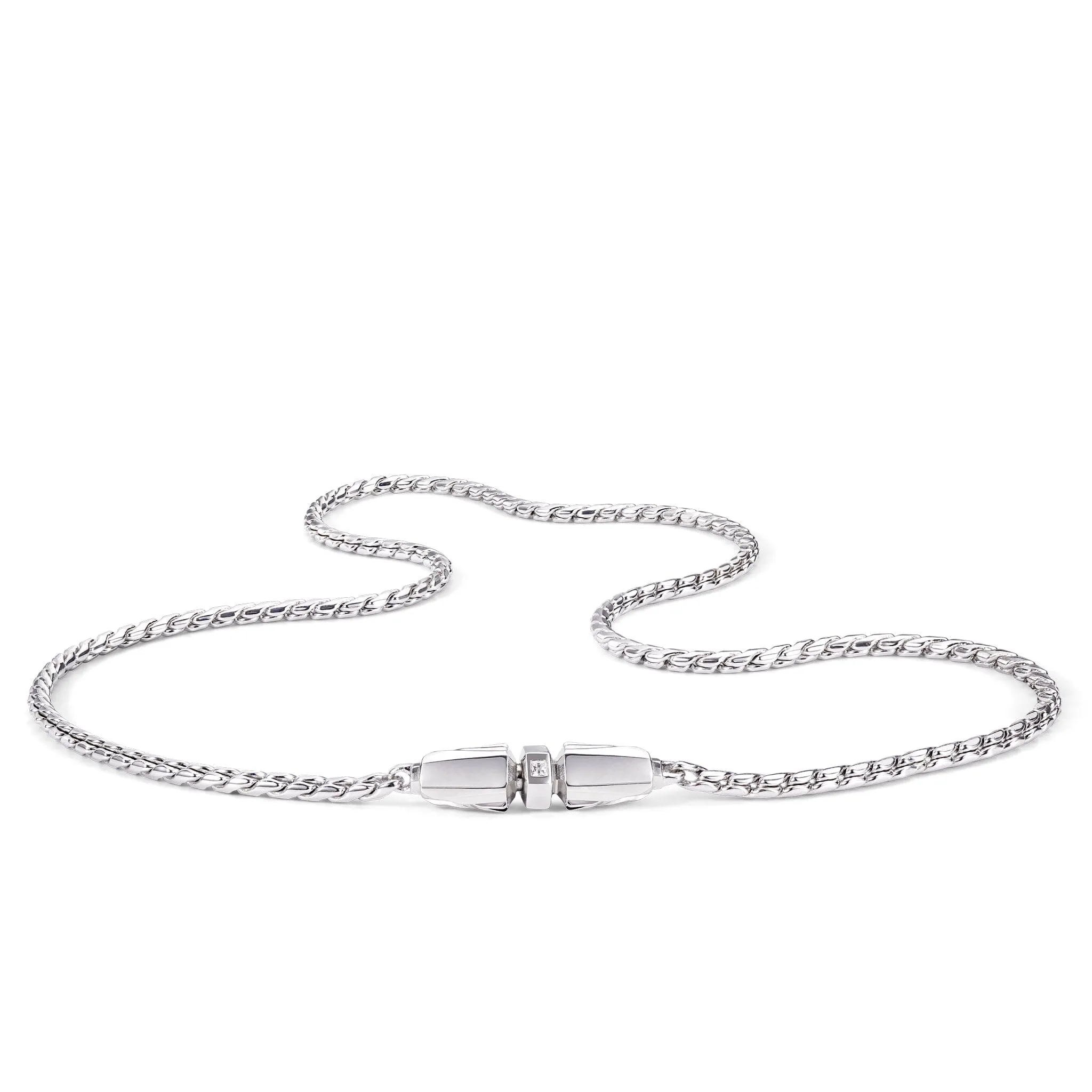 Feather Clasp Silver Chain Necklace
