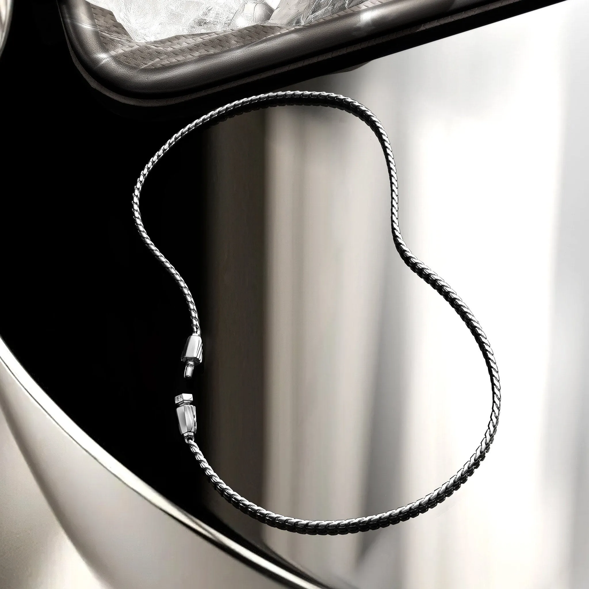Feather Clasp Silver Chain Necklace