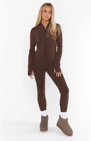 FINAL SALE Lodge Onesie Winter Rib Chocolate