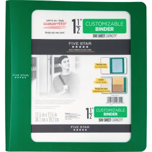 Five Star Customizable 1-1/2" D-ring Plastic Binder
