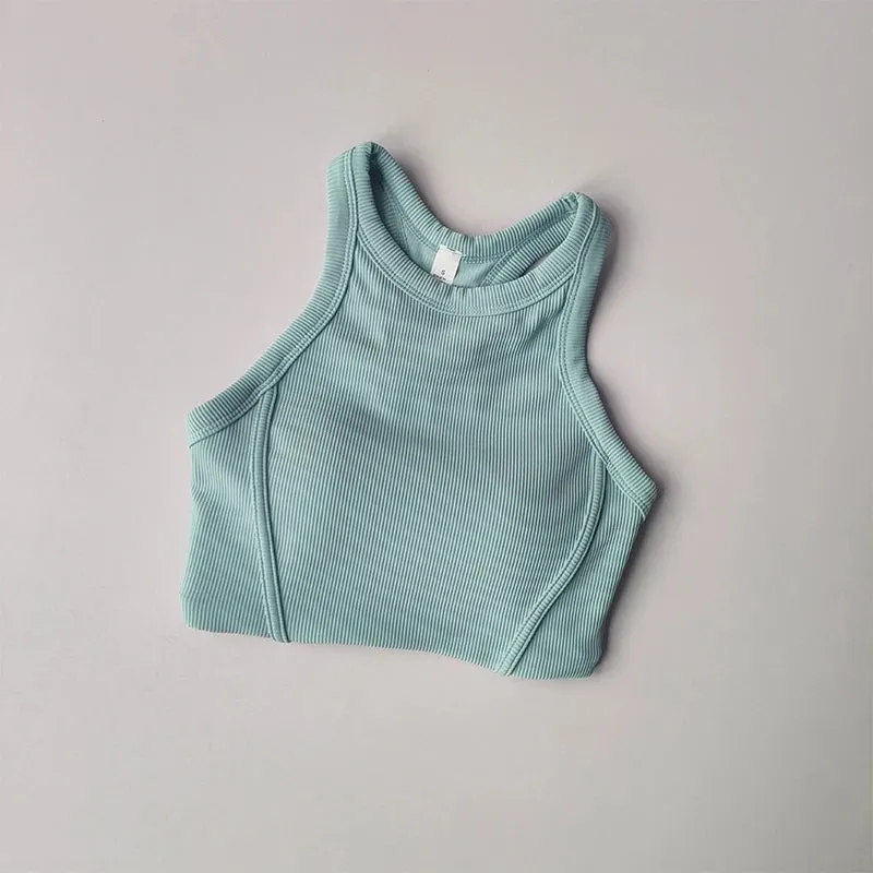 Fixed One Piece Racerback Yoga Tank Top - Women's Fitness Quick Dry Fitness Bra, Running Sleeveless Yoga Suit for External Wear