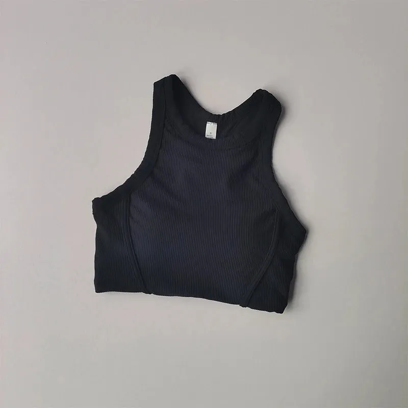 Fixed One Piece Racerback Yoga Tank Top - Women's Fitness Quick Dry Fitness Bra, Running Sleeveless Yoga Suit for External Wear