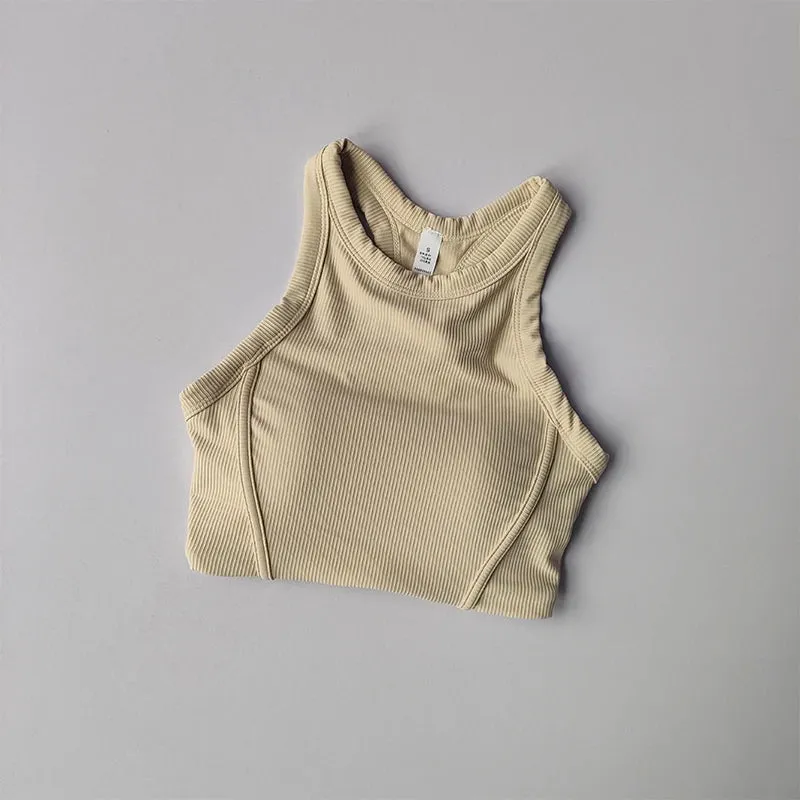 Fixed One Piece Racerback Yoga Tank Top - Women's Fitness Quick Dry Fitness Bra, Running Sleeveless Yoga Suit for External Wear