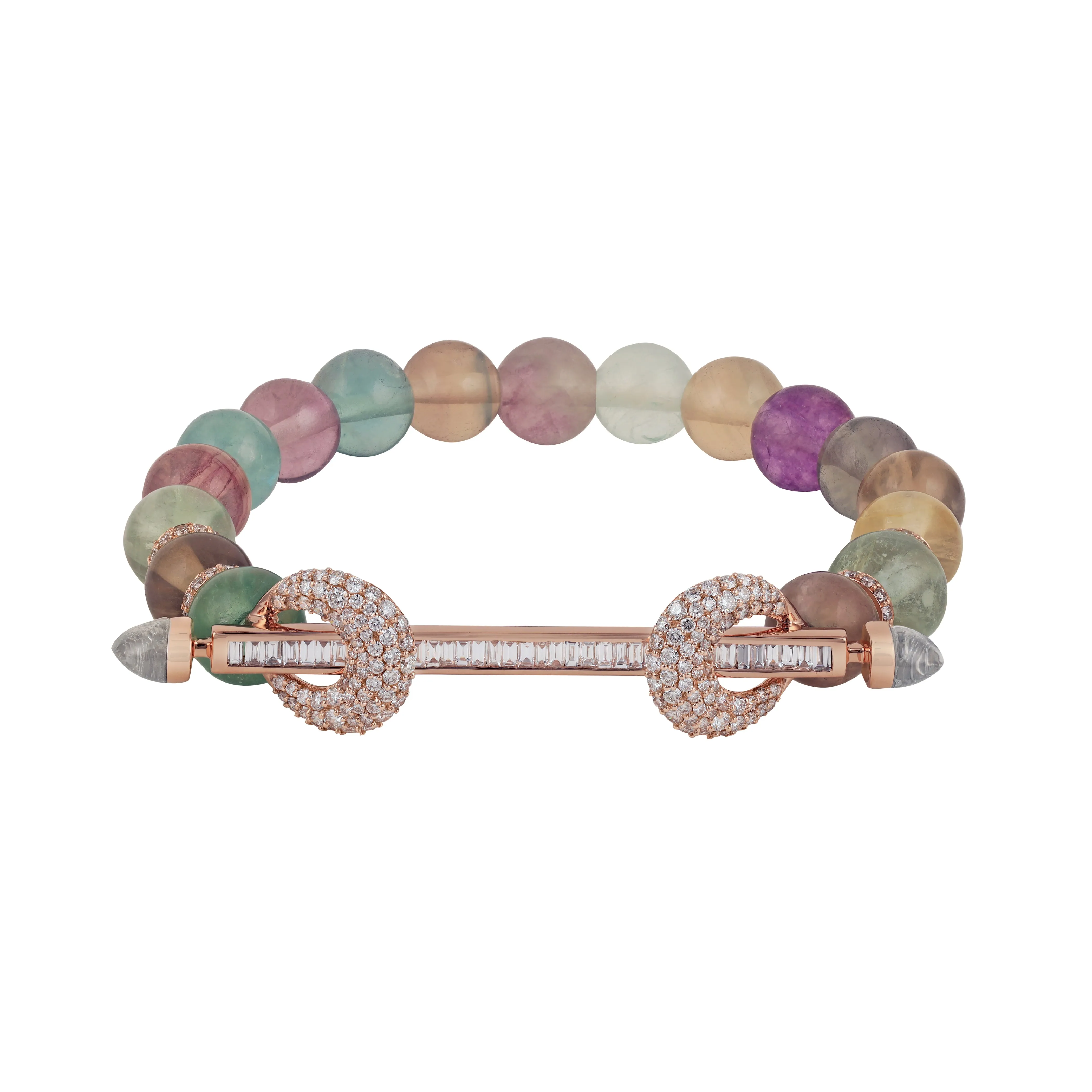 Fluorite & Diamond Baguette Chakra Bracelet