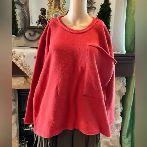 FREE PEOPLE Cozy Red / Orange Pullover Oversized Sweatshirt XS / S