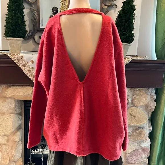 FREE PEOPLE Cozy Red / Orange Pullover Oversized Sweatshirt XS / S