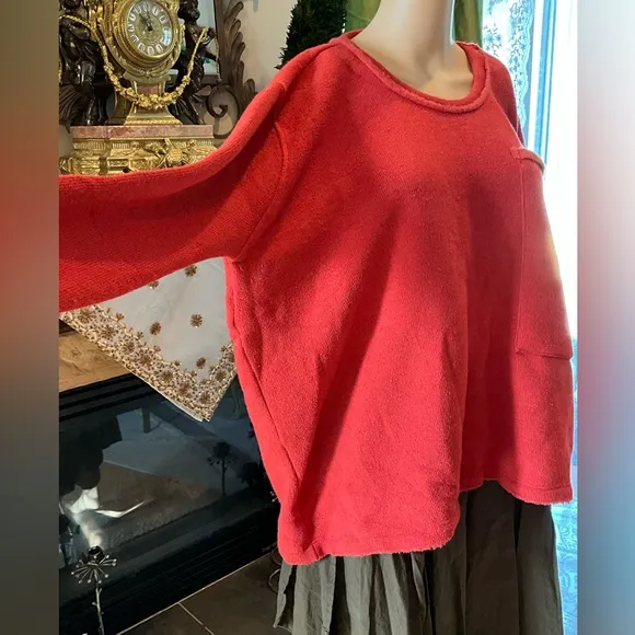 FREE PEOPLE Cozy Red / Orange Pullover Oversized Sweatshirt XS / S