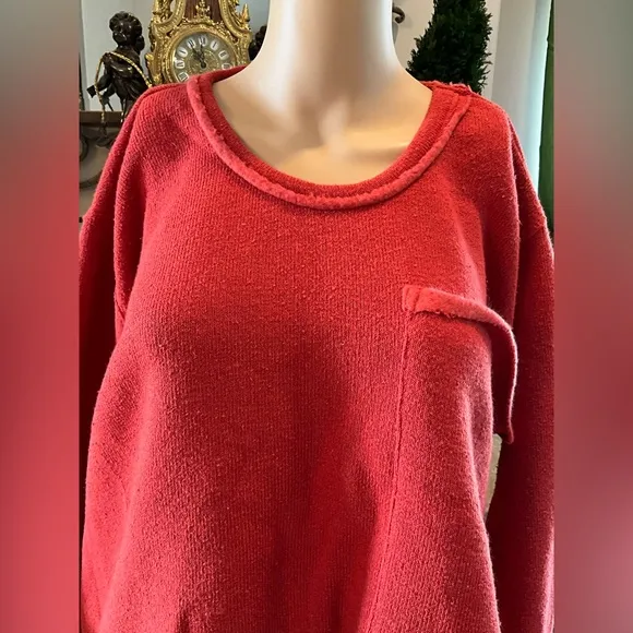FREE PEOPLE Cozy Red / Orange Pullover Oversized Sweatshirt XS / S