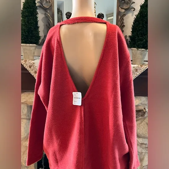 FREE PEOPLE Cozy Red / Orange Pullover Oversized Sweatshirt XS / S