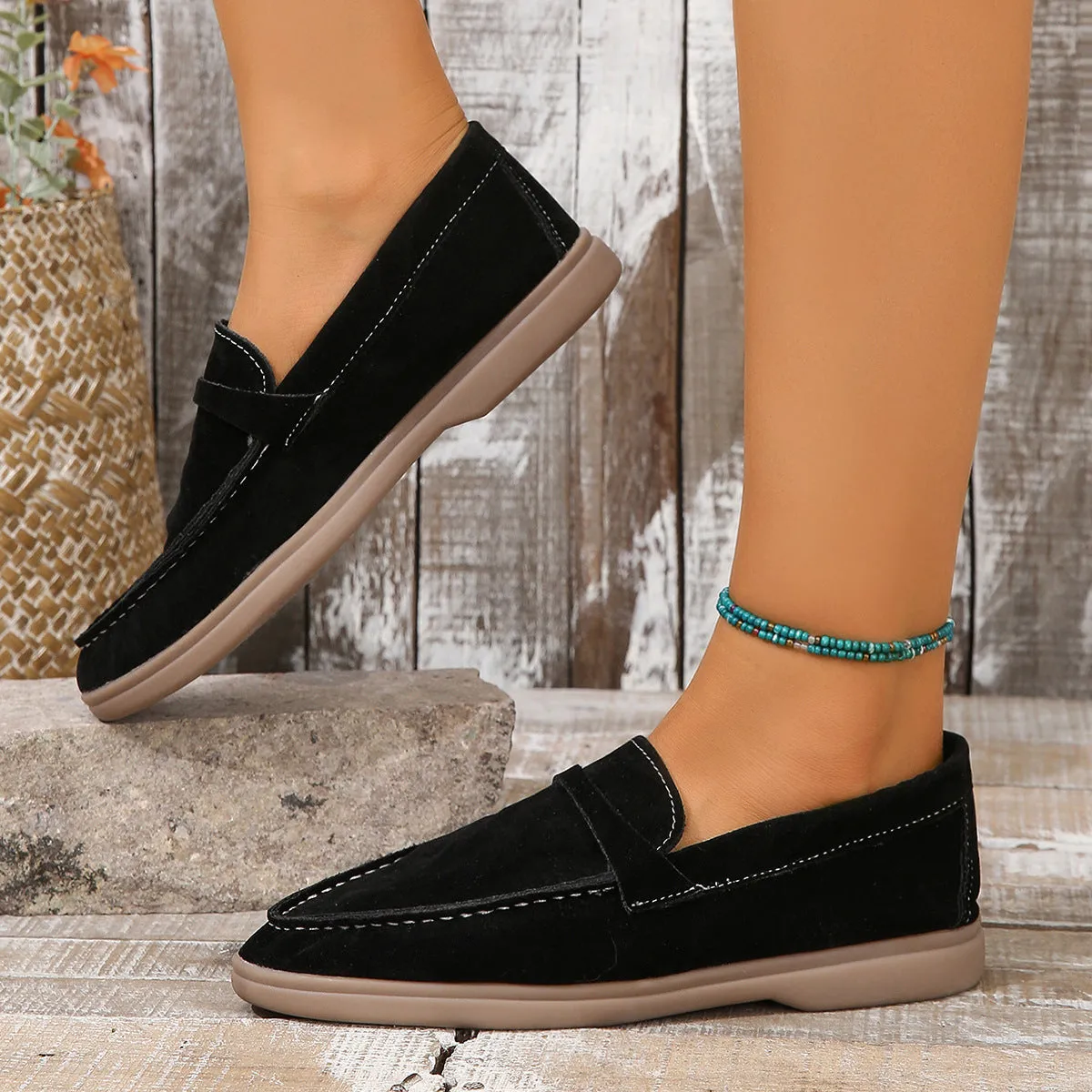 Frosted Lazy Retro Flat Shoes