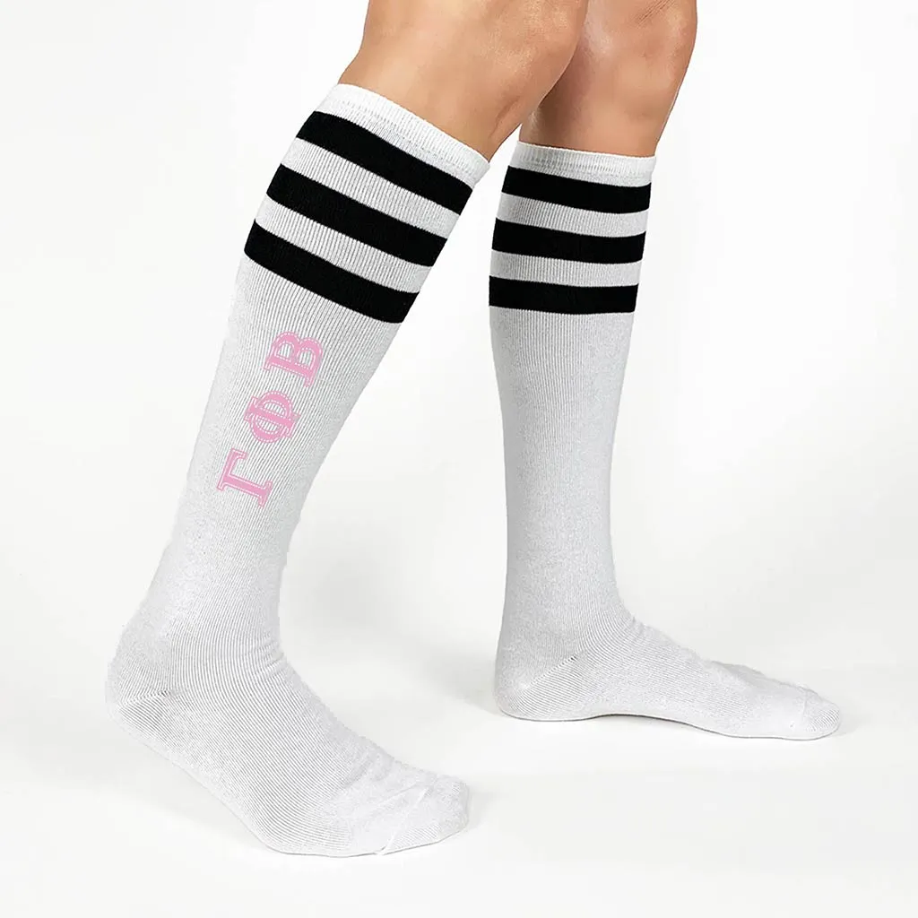 Gamma Phi Beta Printed Striped Knee High Socks