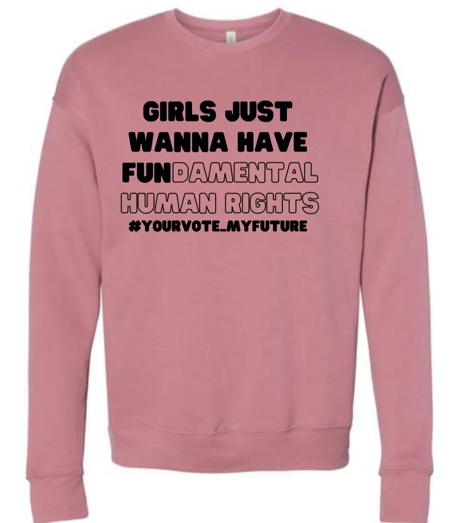 GJWHFUNdamental human rights Adult Drop Shoulder Fleece Crewneck