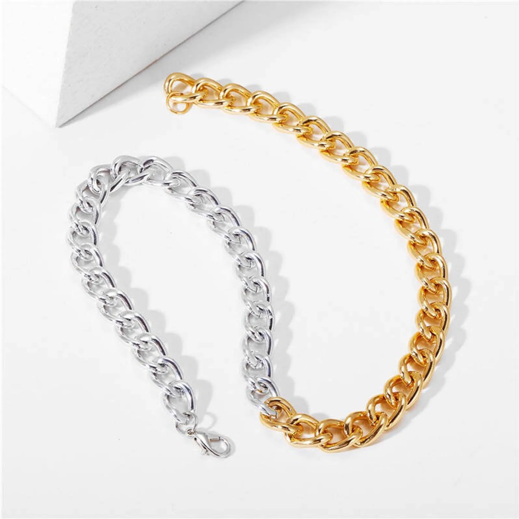 Gold and Silver Chain Link Chunky Necklace