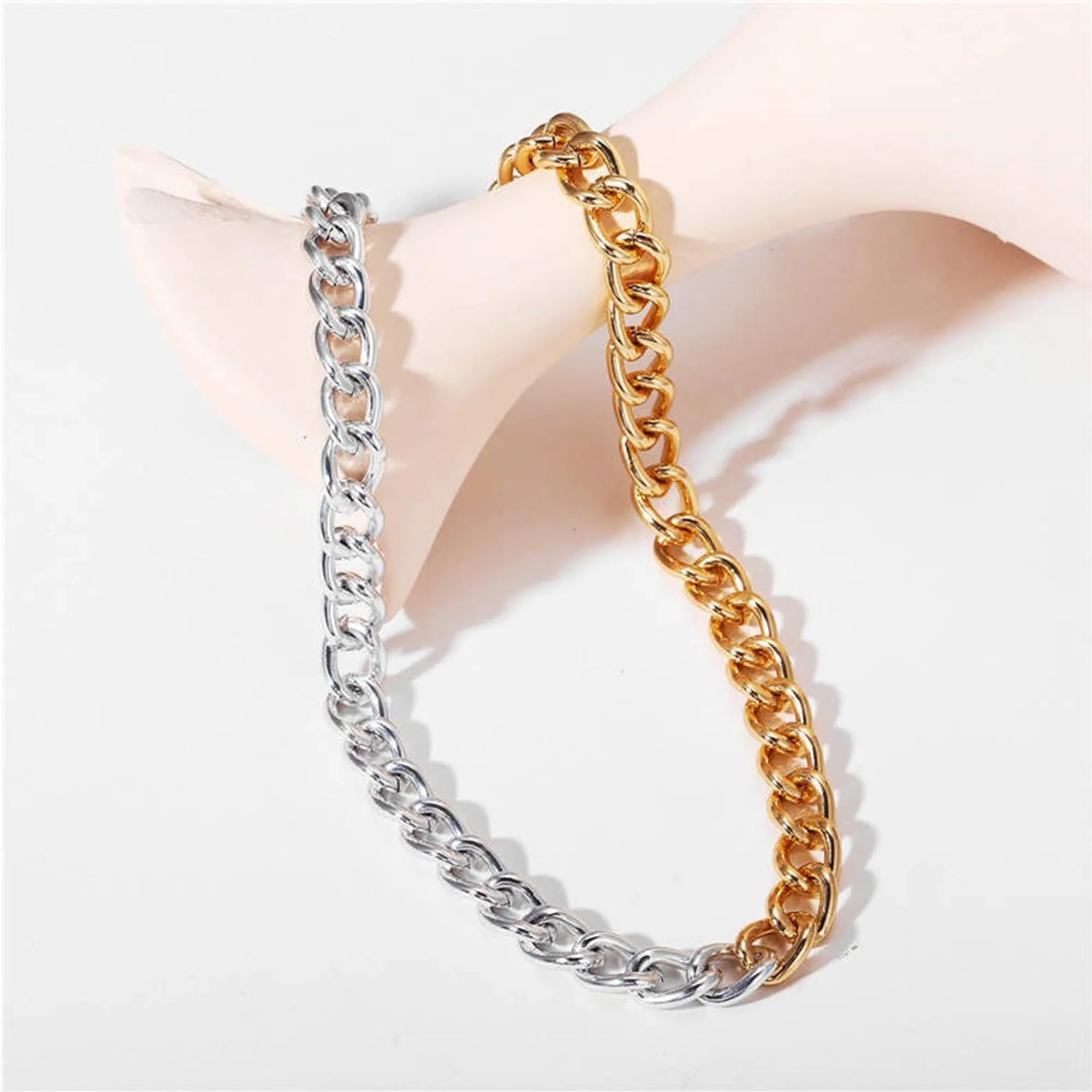 Gold and Silver Chain Link Chunky Necklace