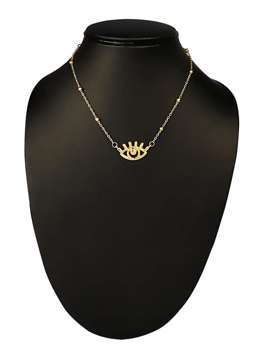 Gold Plated Beaded Chain Evil Eye Pendant