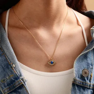 Gold Plated Blue Evil Eye Studded Pendant