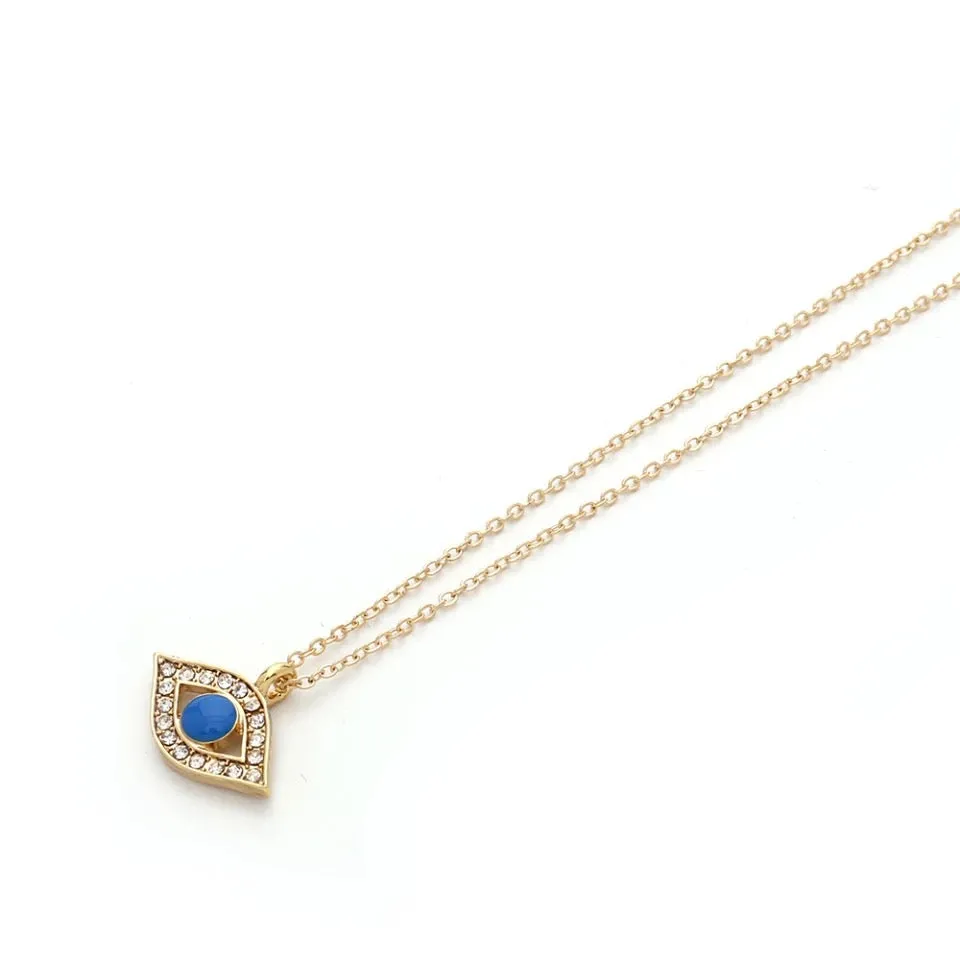 Gold Plated Blue Evil Eye Studded Pendant