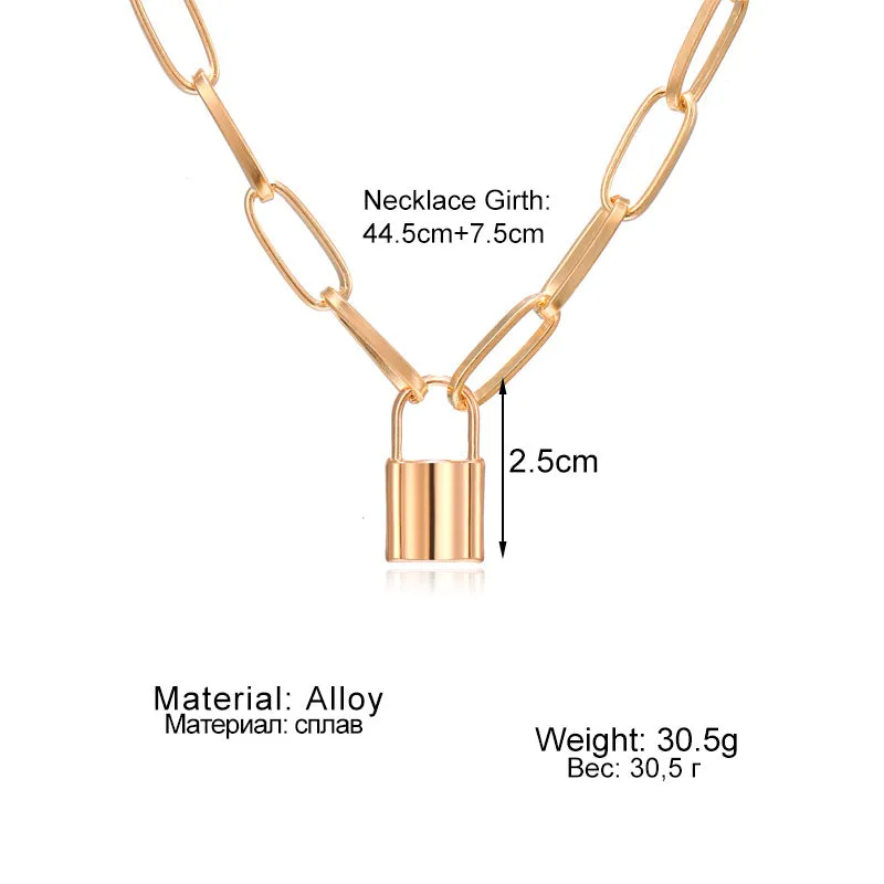 Gold Plated Chunky Chain Link lock Pendant