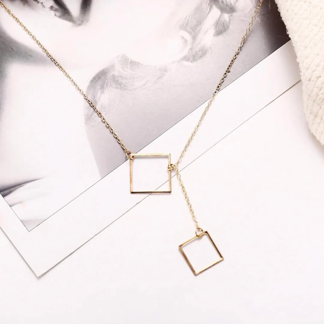 Gold Plated Double Square Pendant