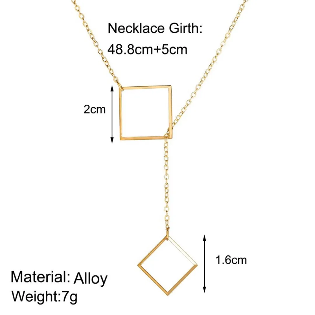 Gold Plated Double Square Pendant