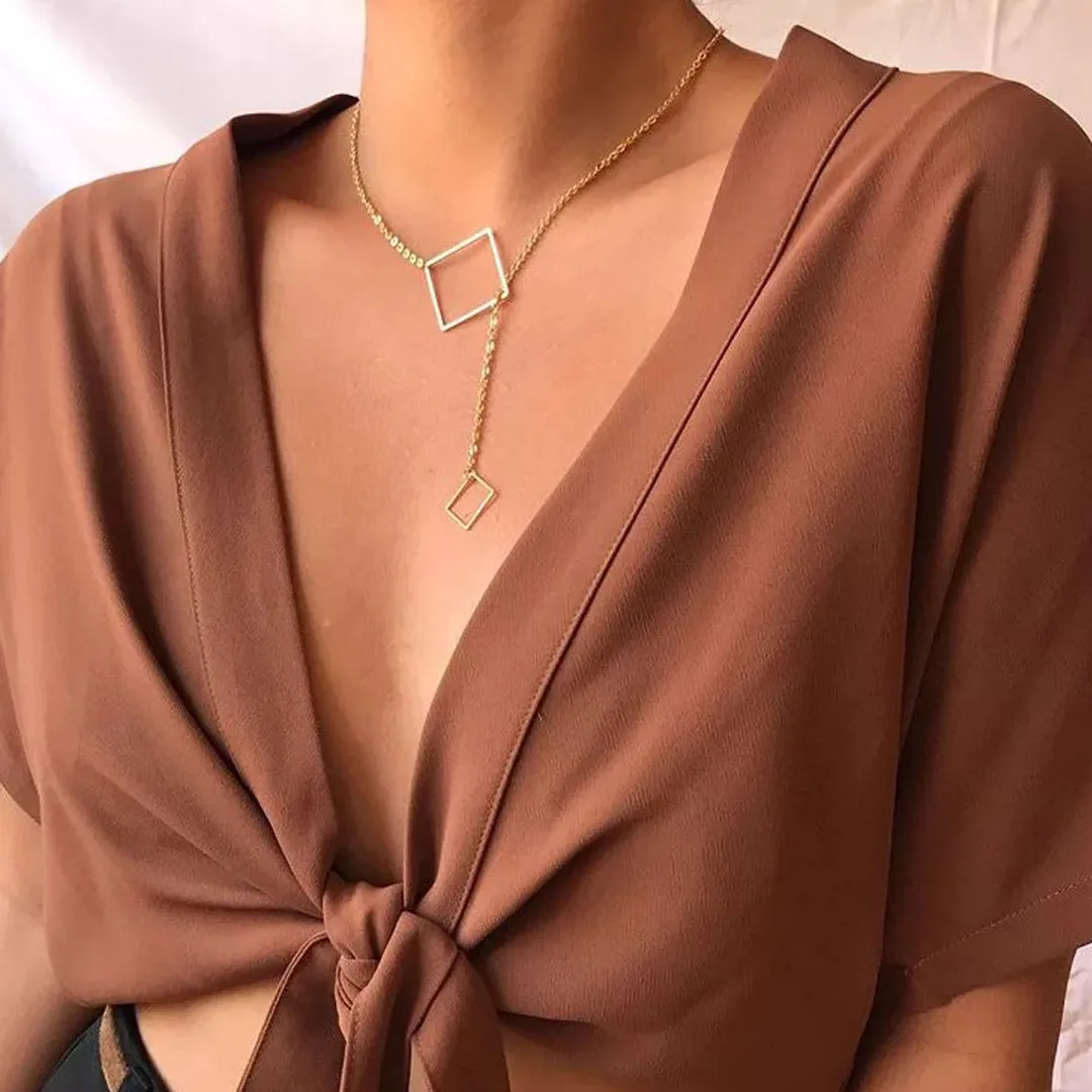 Gold Plated Double Square Pendant