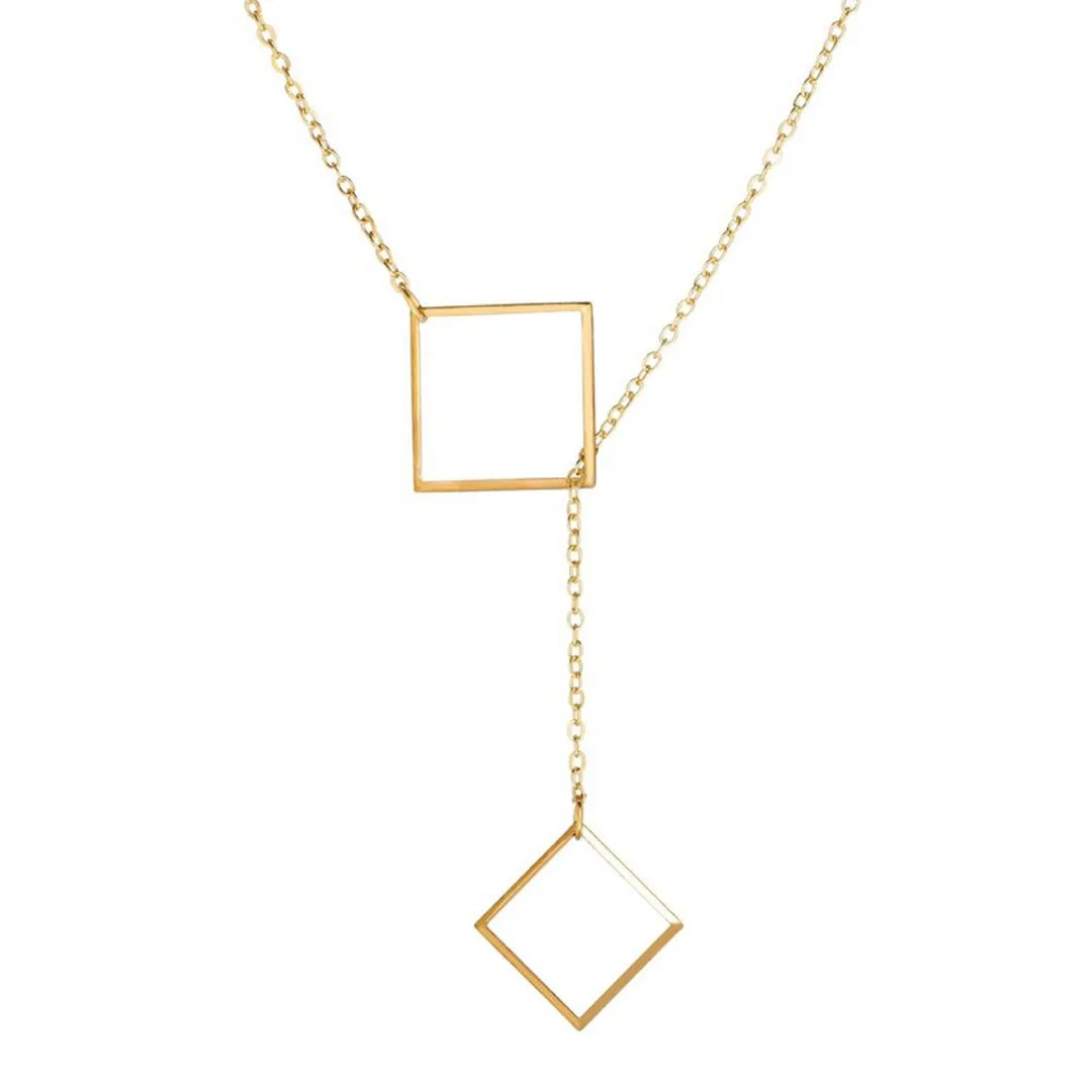 Gold Plated Double Square Pendant