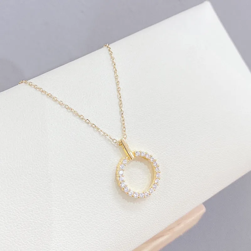 Gold Plated Embedded Circle Pendant