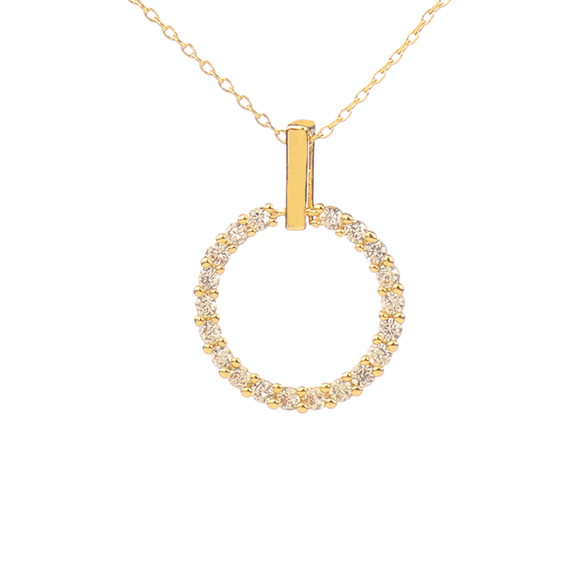 Gold Plated Embedded Circle Pendant