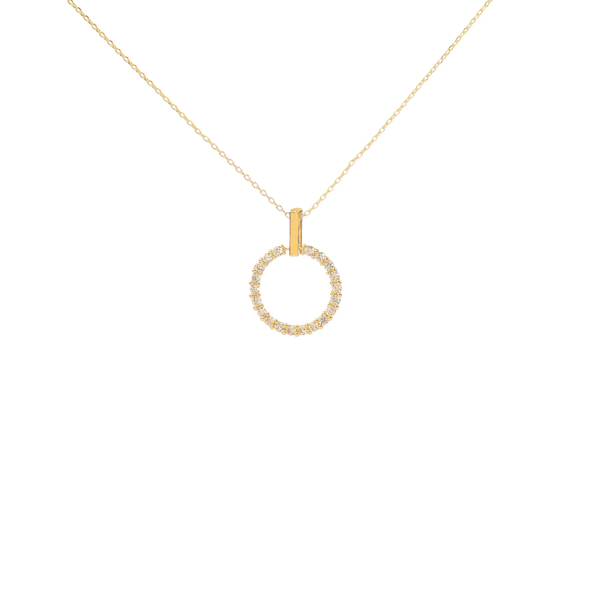 Gold Plated Embedded Circle Pendant