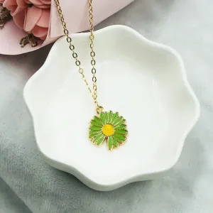 Gold Plated Green Flower Pendant